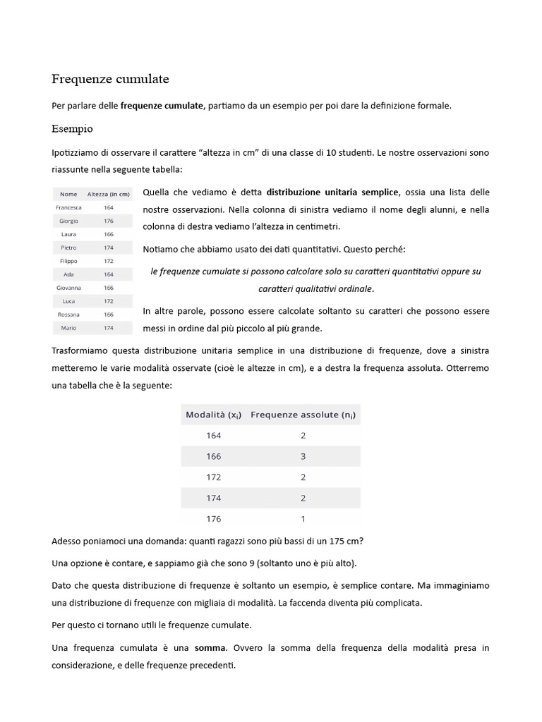 Frequenze Cumulate | PDF