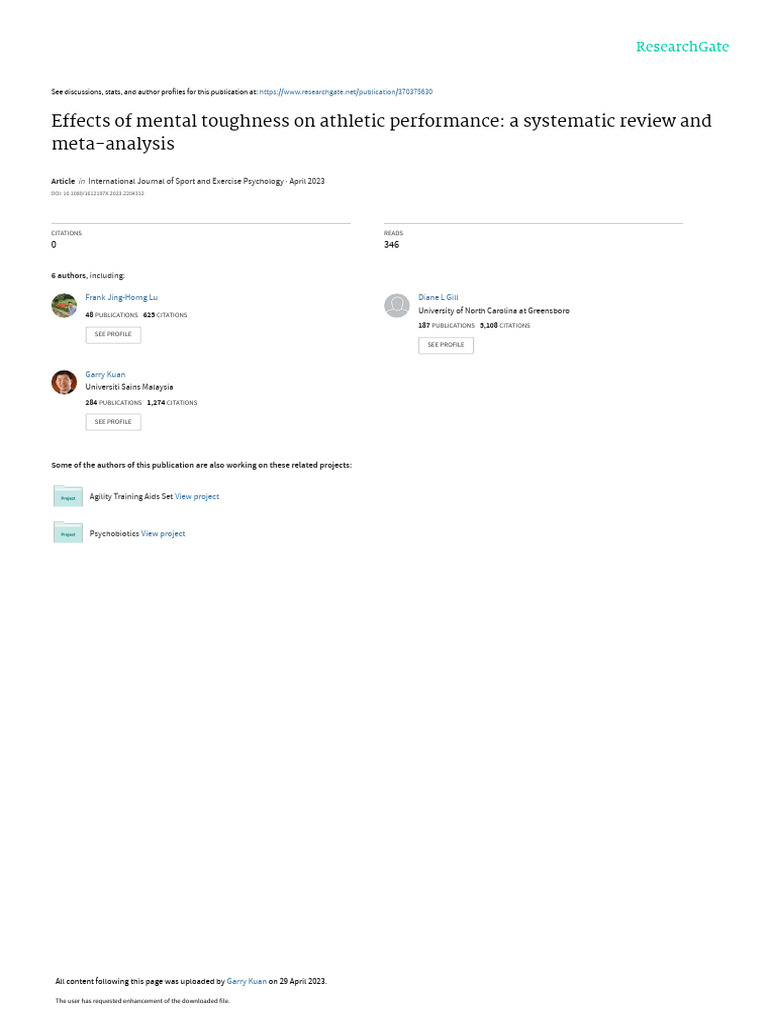 Effects of Mental Toughness On Athletic Performance A Systematic