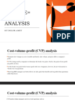 Cost - Volume Profit Analysis