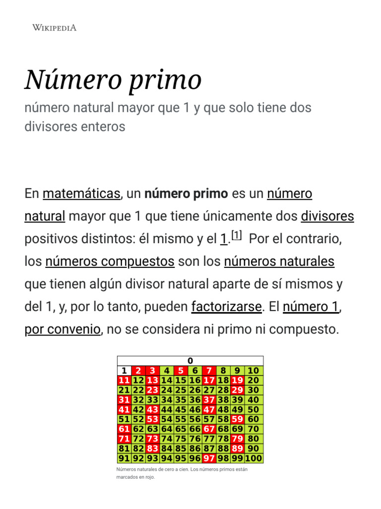 Definición y propiedades de números primos | PDF | Número primo | Números