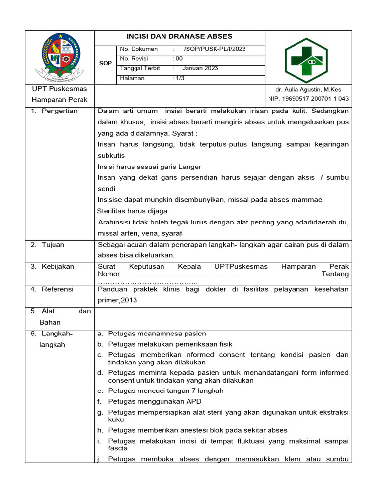 Prosedur Insisi dan Drainase Abses | PDF
