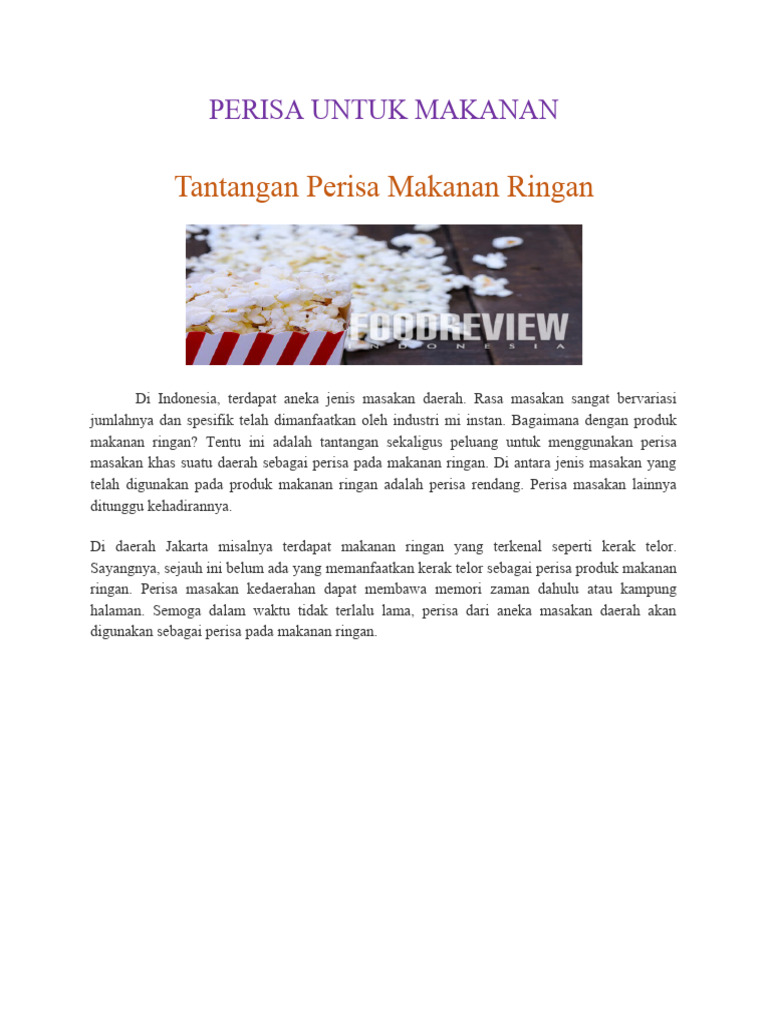 Perisa Makanan: Peluang dan Tren Baru | PDF