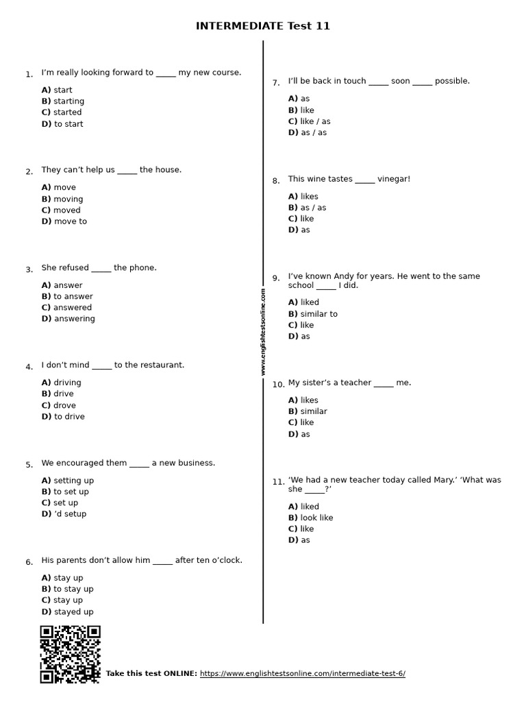 Online English Grammar Practice Test | PDF