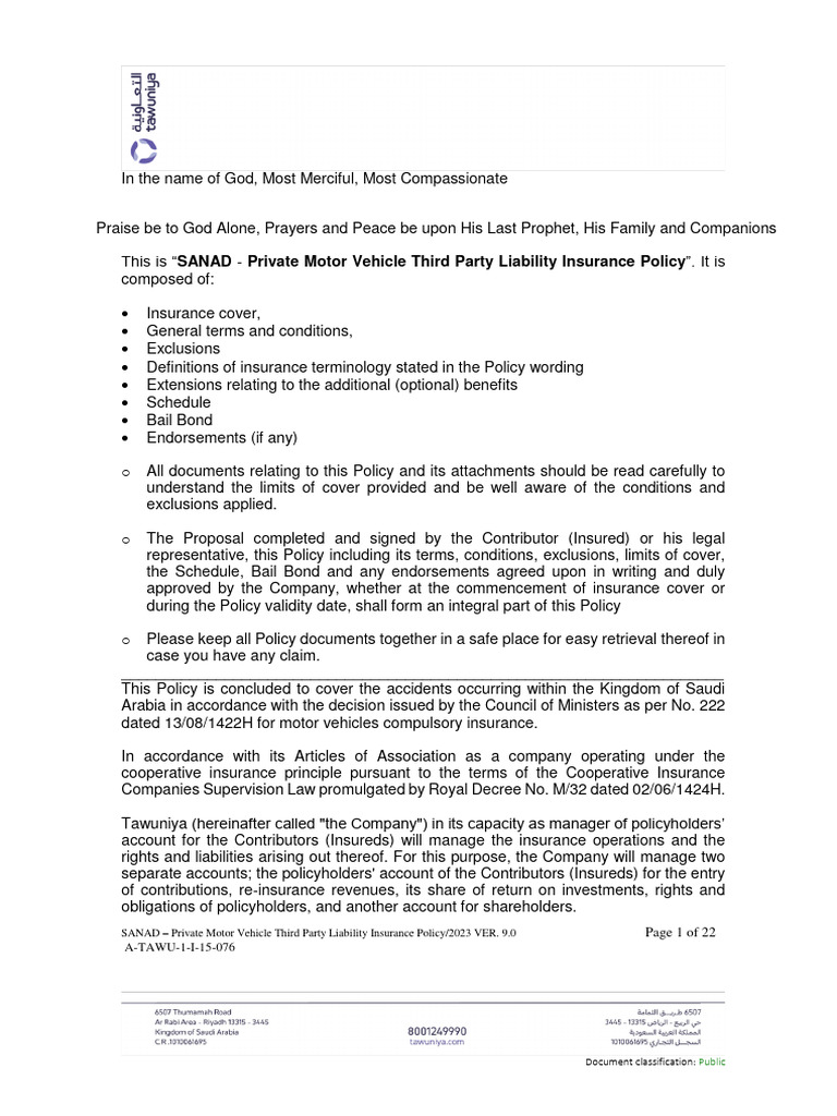 Policy Wordings PDF Insurance Liability Insurance