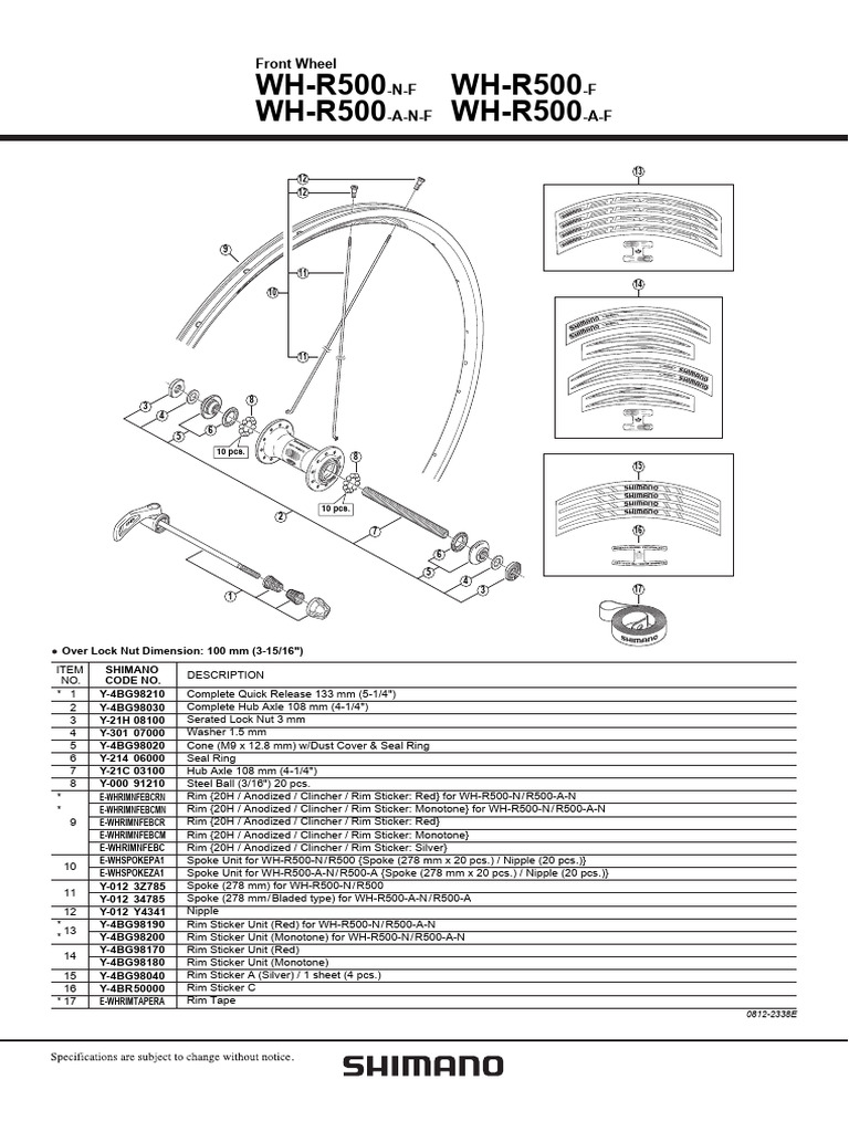 Shimano WH-R500 Wheel Components Guide | PDF | Wheel