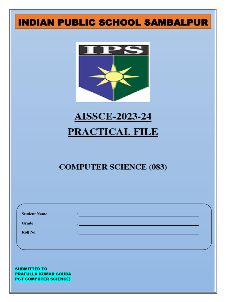 Class-12-Computer Science Practical File 2023-24 | PDF | Computer File ...