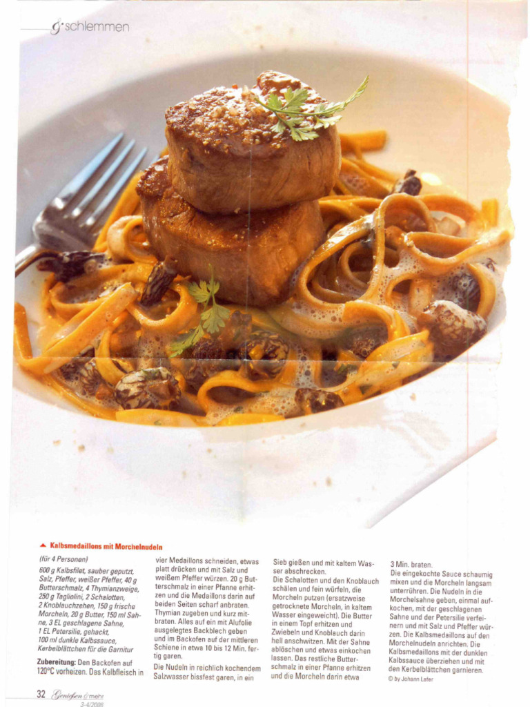Kalbsmedallions Mit Morchelnudeln | PDF