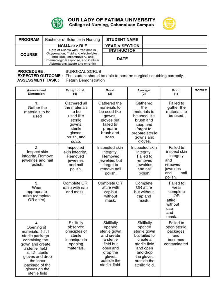 Surgical Scrubbing Procedure Guide | PDF | Clinical Medicine | Health ...