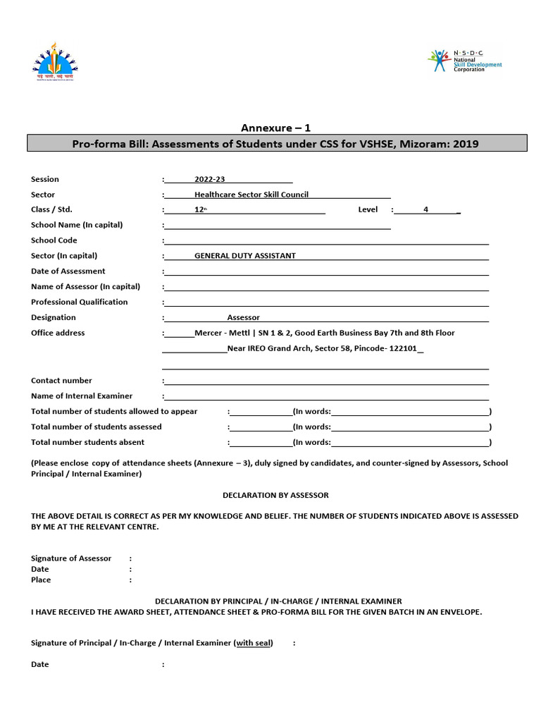Updated annexure 1 2 and 3 mizoram fill carefully and collect