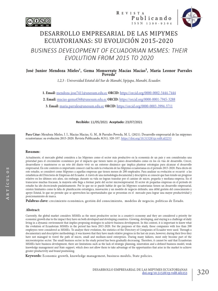 Evolución de Mipymes en Ecuador 2015-2020 | PDF | Pequeñas y medianas ...