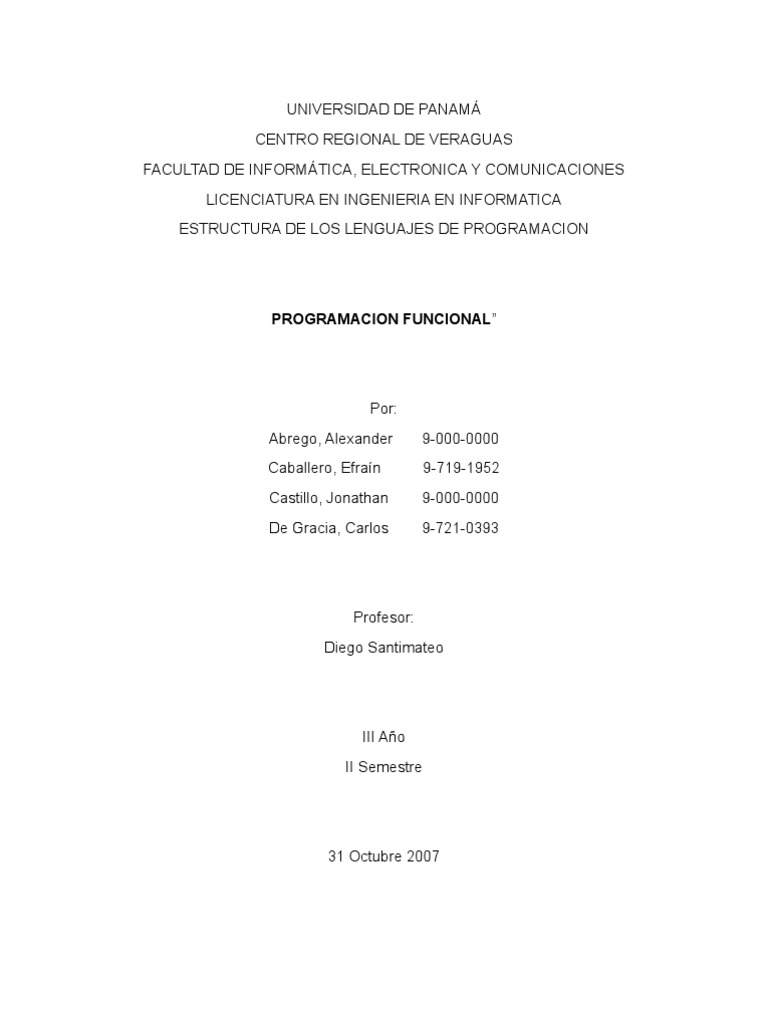 Proyecto de Programacion Funcional | PDF | Programacion Funcional ...