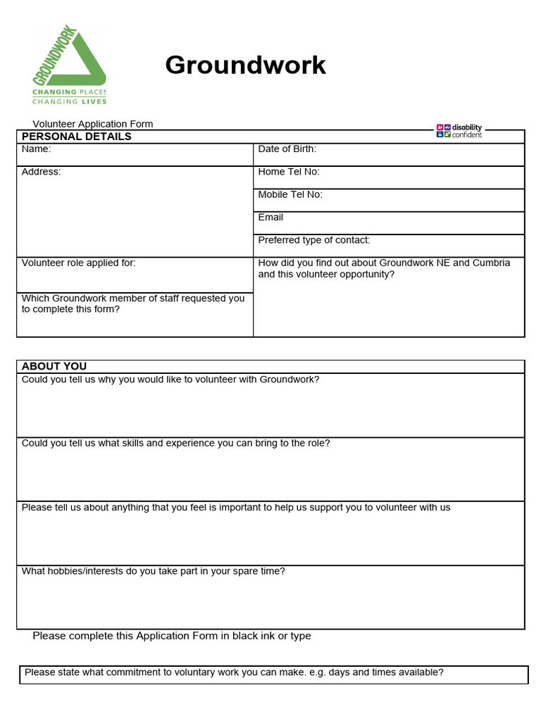 Volunteer Application Form 060918 - For Merge | PDF | Disability ...
