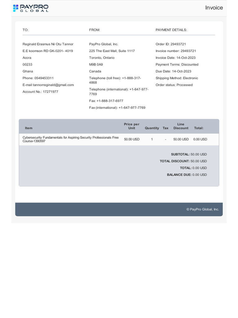 PayPro Global Invoice 29493721 (2023-Oct-14) | PDF