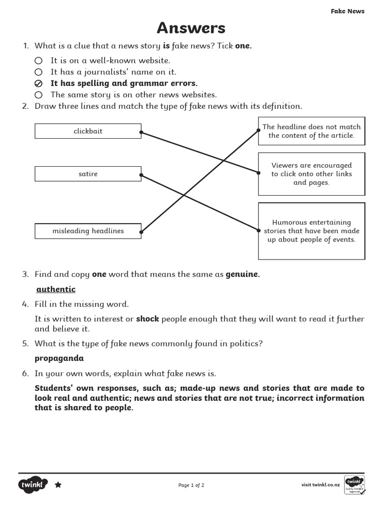 Fake News Answers | PDF | News | News Media