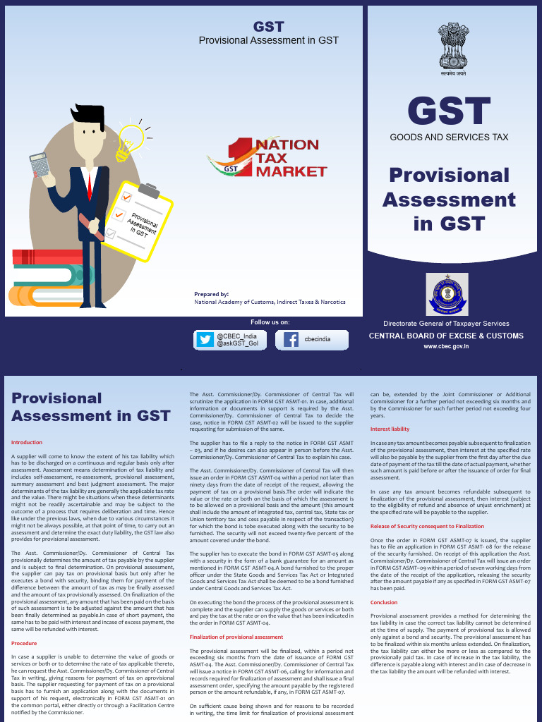 Provisional Assessment in GST Explained | PDF | Taxes | Value Added Tax