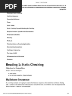 Reading 1 - Static Checking