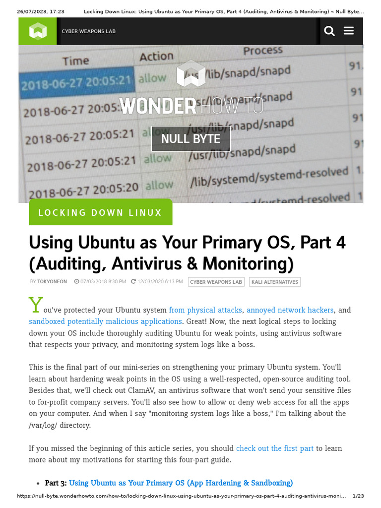 Ubuntu Security: Auditing & Antivirus Guide | PDF | Operating System | Sudo