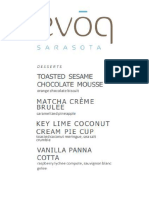 Evoq Dessert Menu