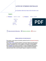 MULTIPLICACIÓN DE NÚMEROS DECIMALES