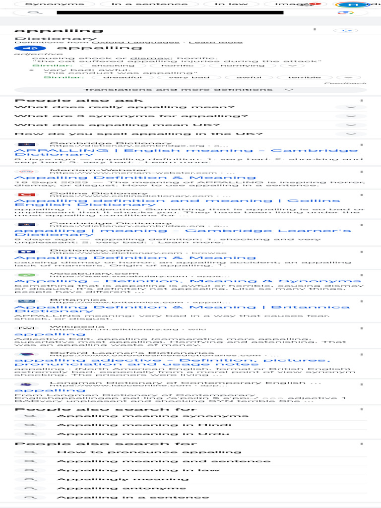 Appalling Meaning - Google Search | PDF | Dictionary | Languages