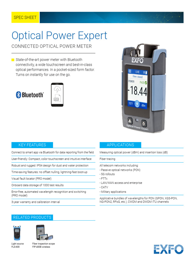 Exfo Spec Sheet Optical Power Expert Px1 v6 en PDF