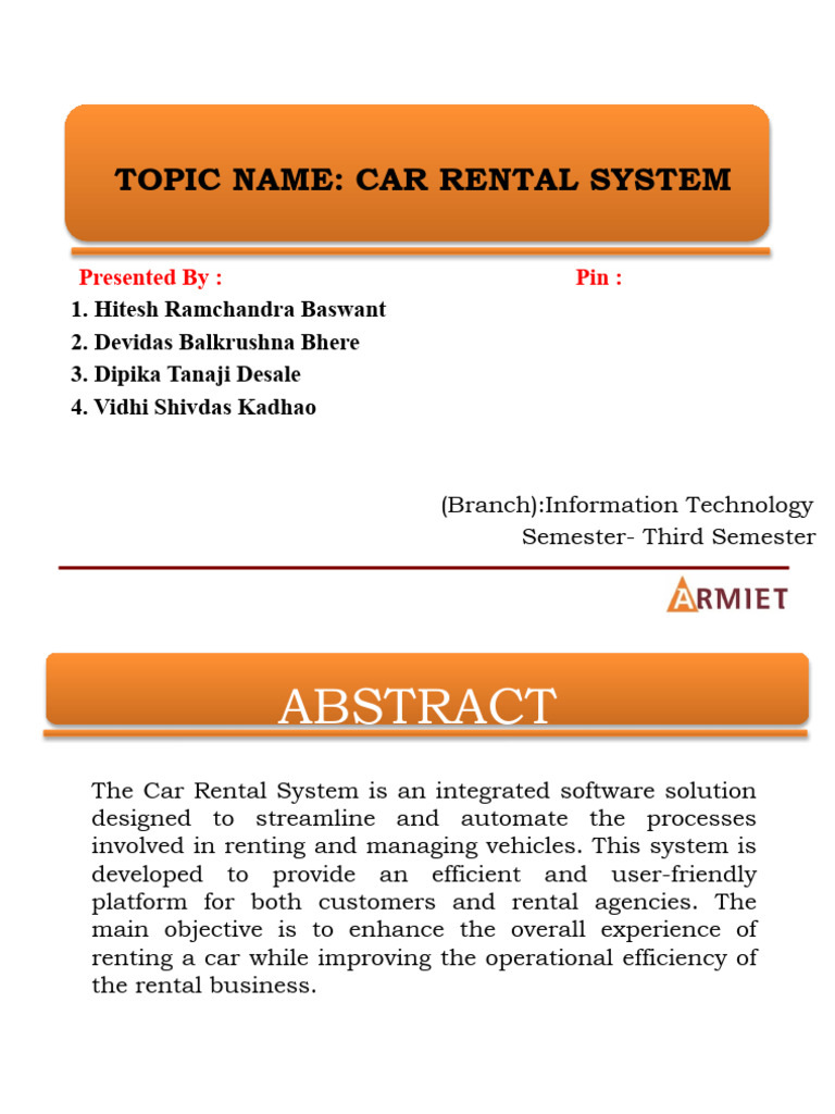 Car Rental System PPT Mickyy01 | PDF