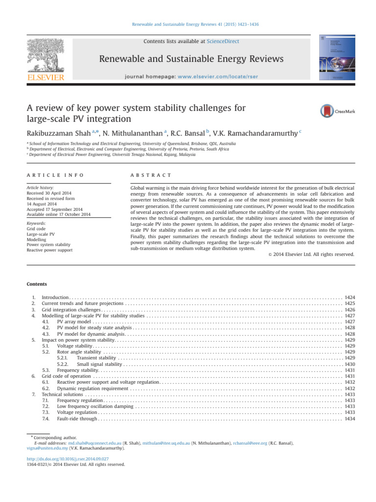 Power System Stability Challenges in PV Integration | PDF | Solar Power ...
