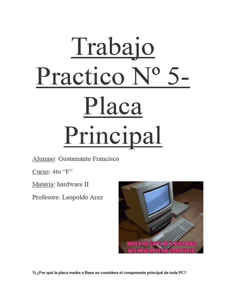 Trabajo Practico Nº 5 Hardware | PDF | Hardware de la computadora ...