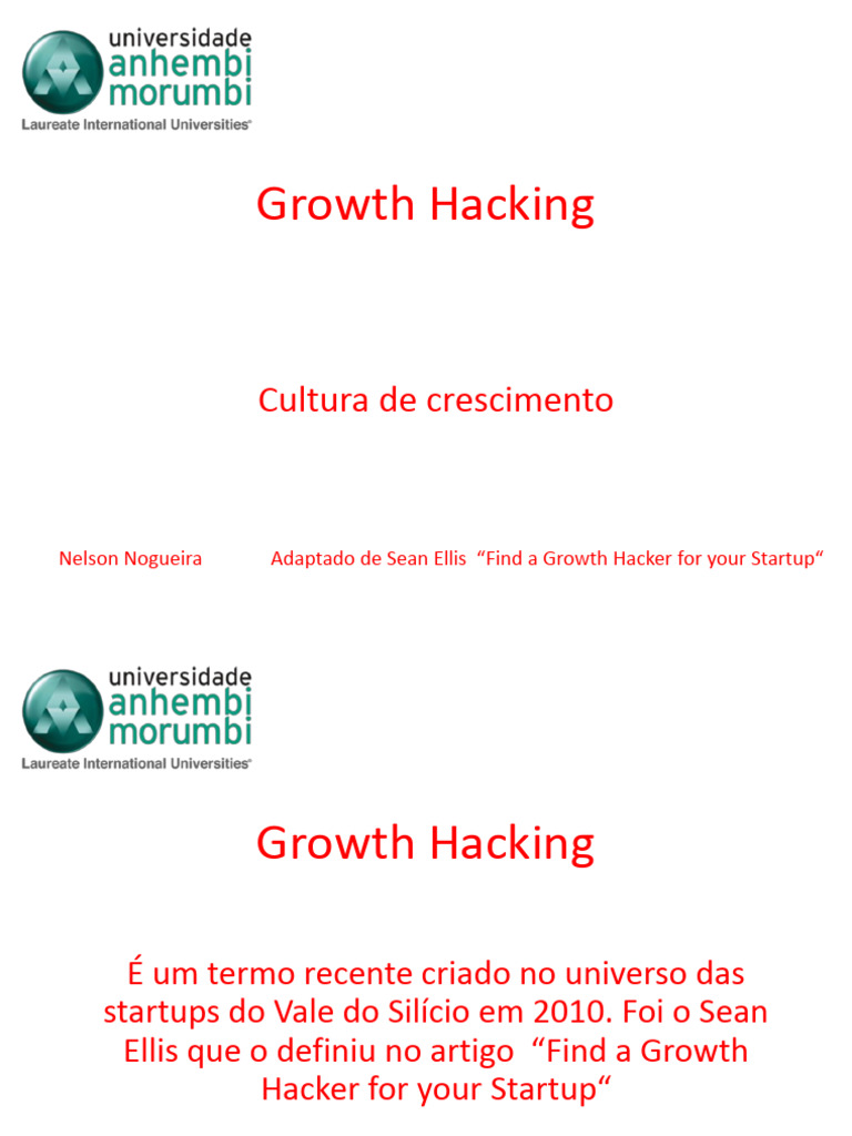 Growth Hacking | PDF | Empresa Startup | Microempresas e Empreendedores
