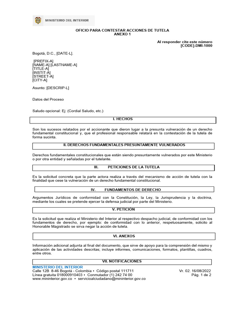 Contestación de Acciones de Tutela | PDF | Bogotá | Caso de ley