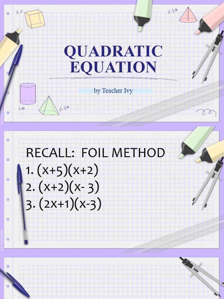 Lesson 1 - Quadratic Equation | PDF