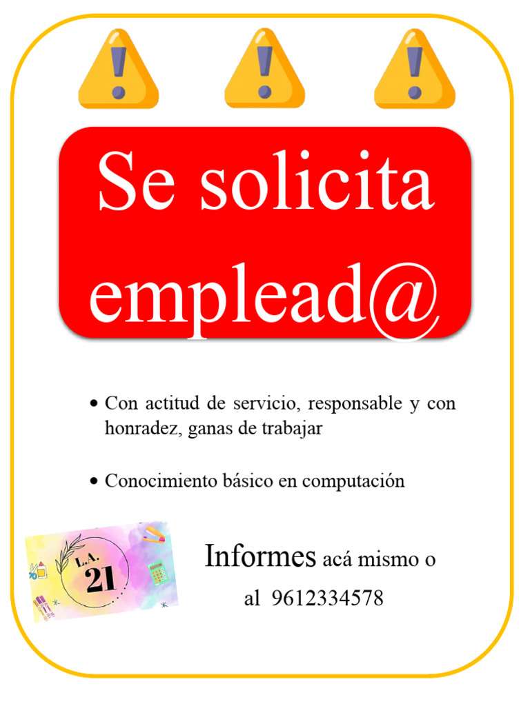 Se solicita empleada con actitud de servicio | PDF | Informática