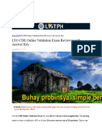 LTO CDE Online Validation Exam Reviewer With Answer Key