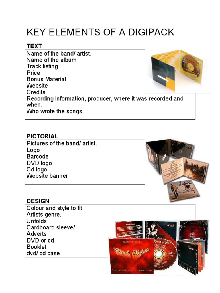 Key Elements of a Digipack Design | PDF