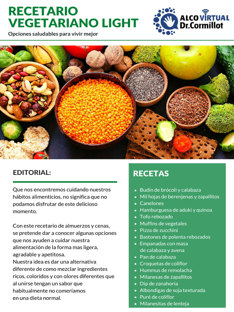 Recetas Vegetarianas Saludables | PDF | Vegetales | Ingredientes de comida