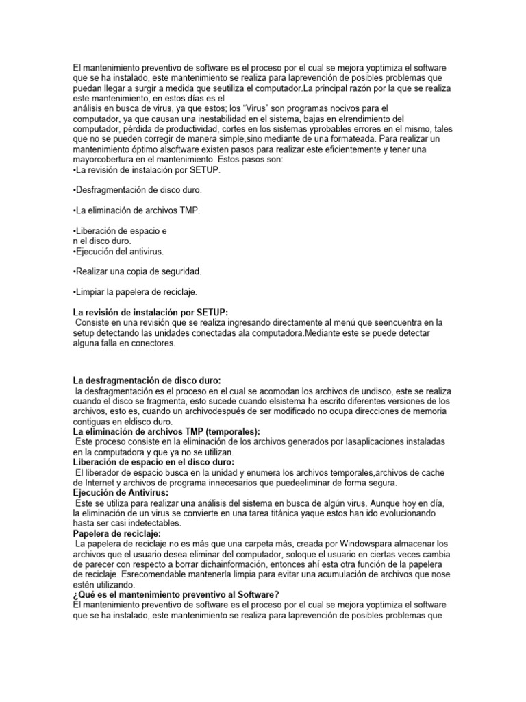 Mantenimiento Preventivo de Software | PDF | Virus de computadora ...