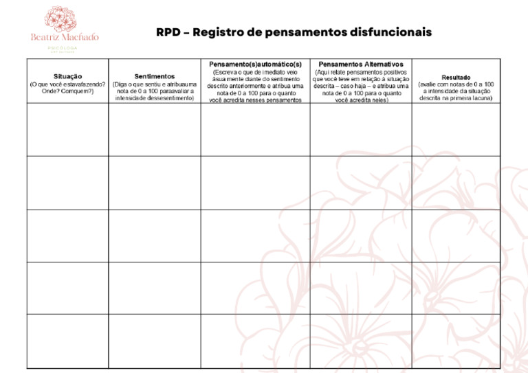 RPD - Registro de Pensamentos Disfuncionais | PDF