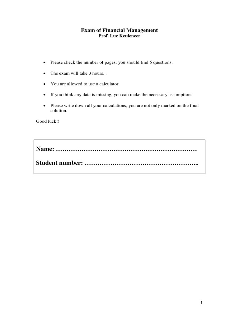 exam-financial-management-pdf-financial-markets-economics