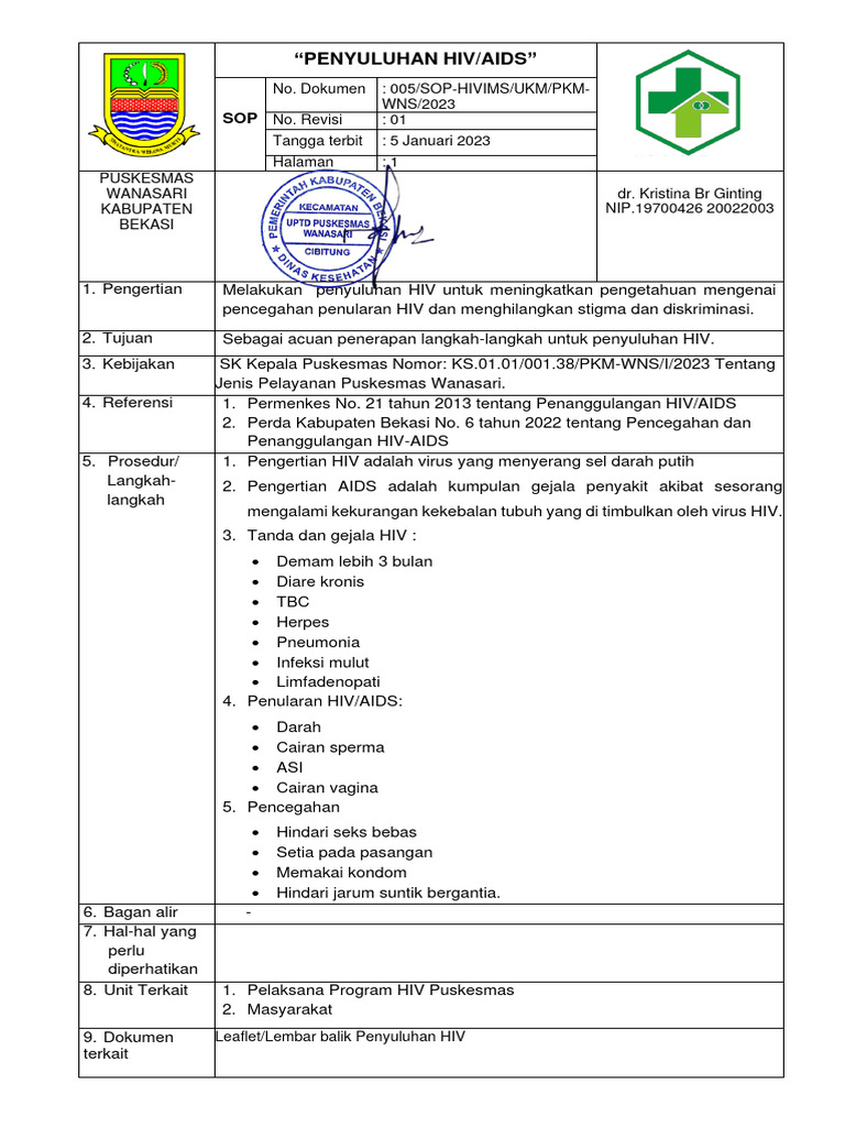 Sop Penyuluhan Hiv | PDF