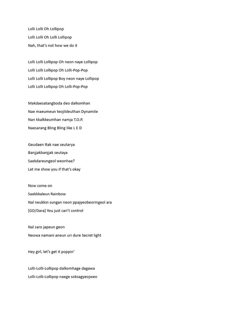 Lollipop Song Lyrics Analysis | PDF | Language Arts & Discipline