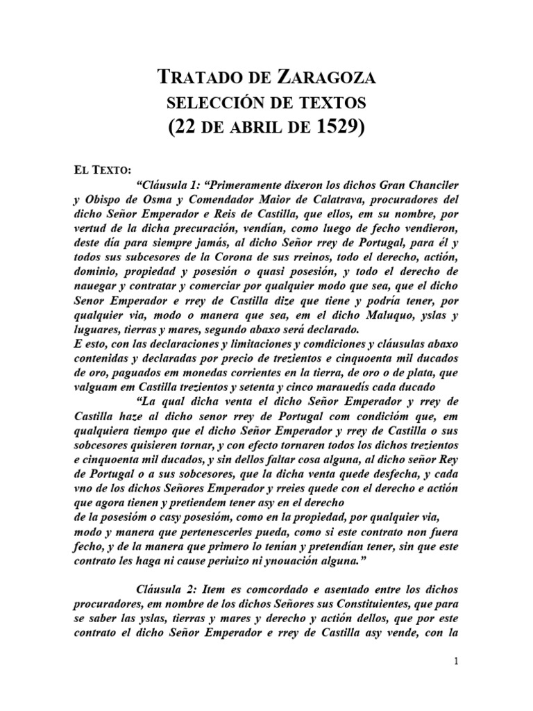 69 Tratado de Zaragoza PDF Tema de investigación Período moderno