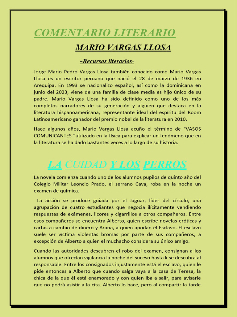 Comentario Literario 3 | PDF