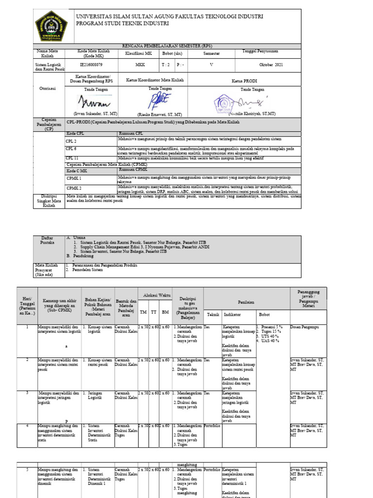 Rps Sistem Logistik Oleh Nur Bahagia Pdf
