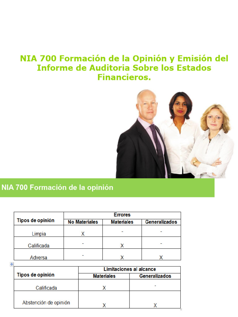NIA 700 y 701-Opiniones de Auditoria Financiera | PDF | Auditoría ...