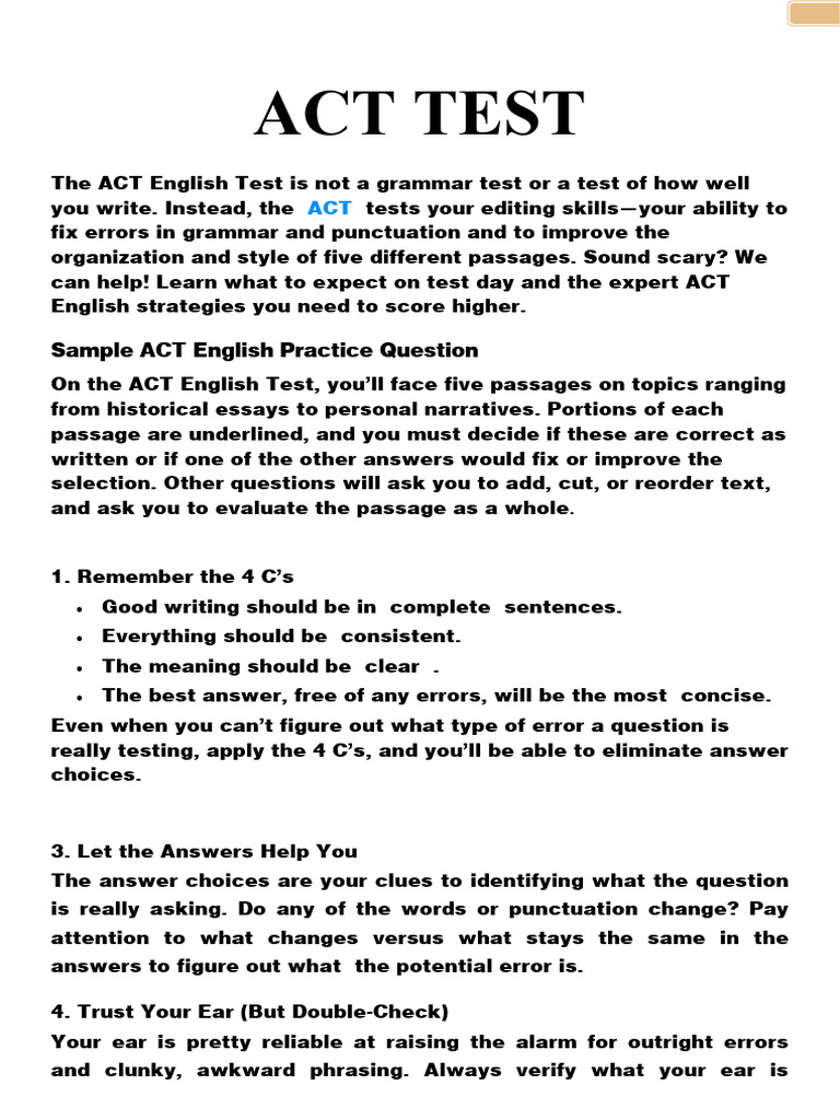 Act Test PDF Comma Human Communication