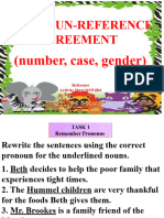 Pronoun-Reference Agreement: (Number, Case, Gender)