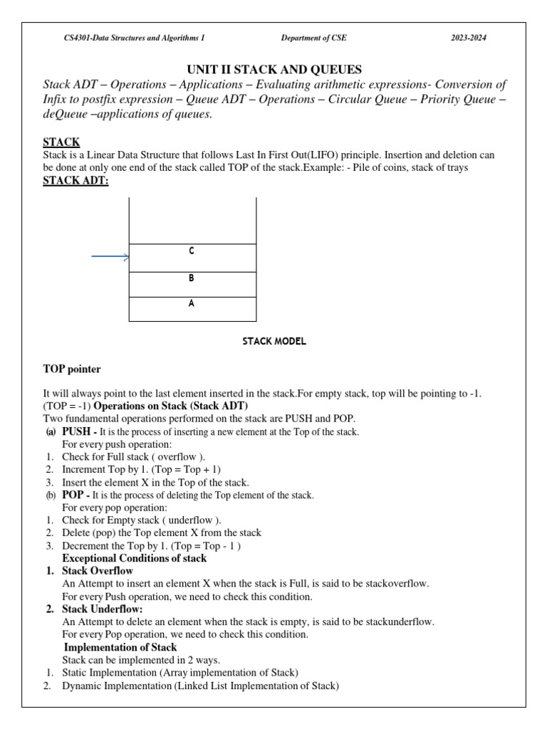 Stack and Queue Operations Guide | PDF