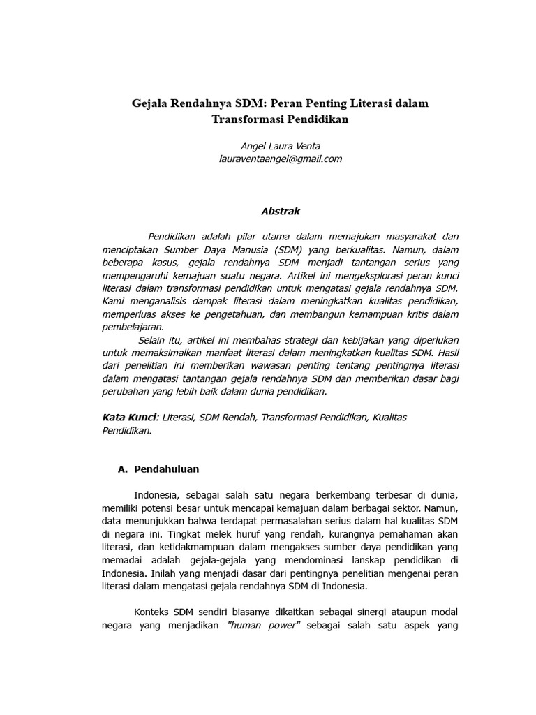 Peran Literasi Atasi SDM Rendah | PDF