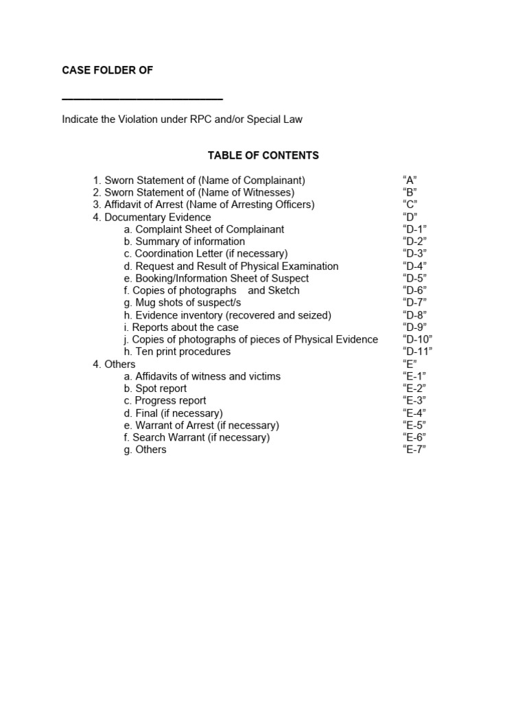 Homicide Case Folder Template | PDF