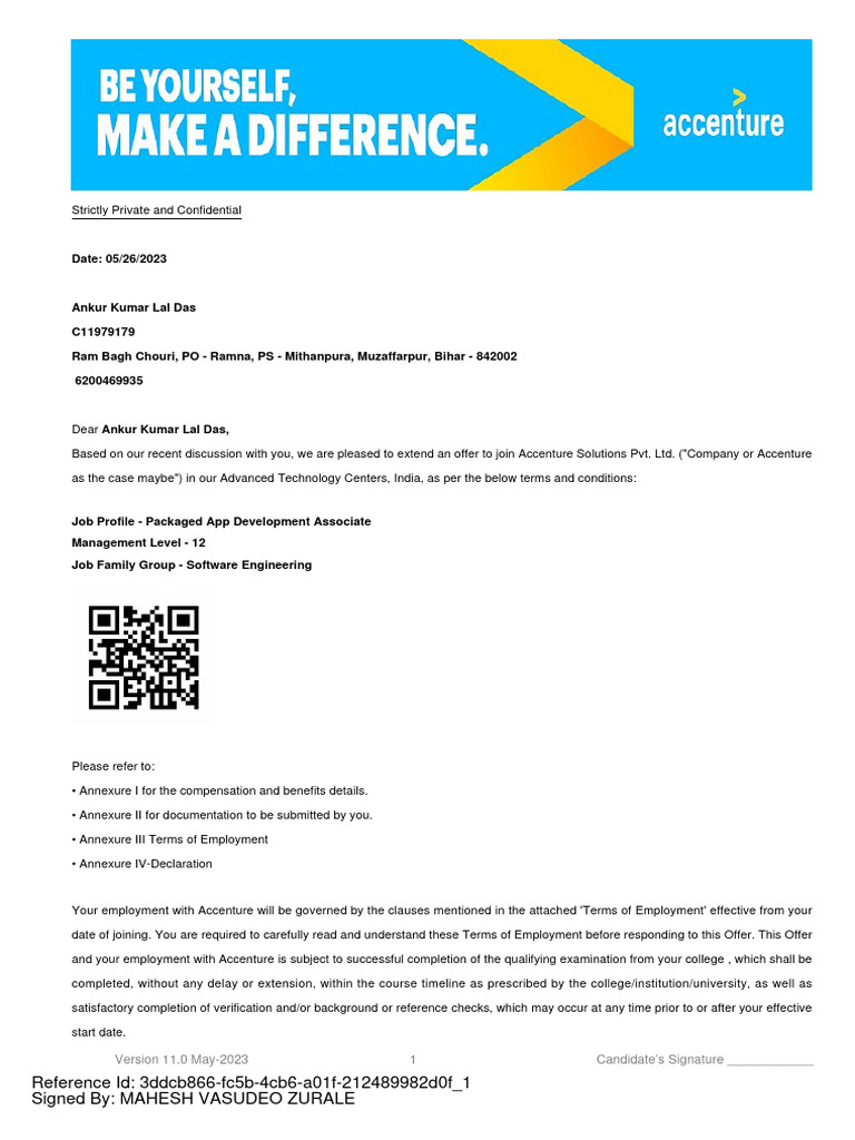 C11979179 Signed OfferLetter | PDF | Insurance | Employment